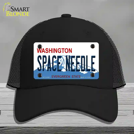 Space Needle Washington Novelty License Plate Hat Mesh / Black