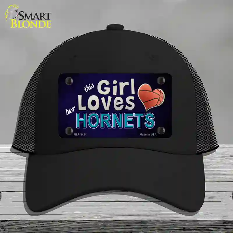 This Girl Loves Her Hornets Novelty License Plate Hat Mesh / Black