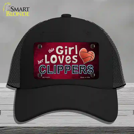 This Girl Loves Her Clippers Novelty License Plate Hat Mesh / Black