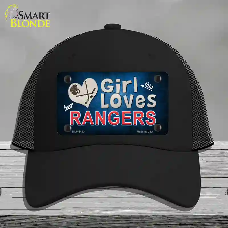 This Girl Loves Her Rangers Blue Novelty License Plate Hat Mesh / Black