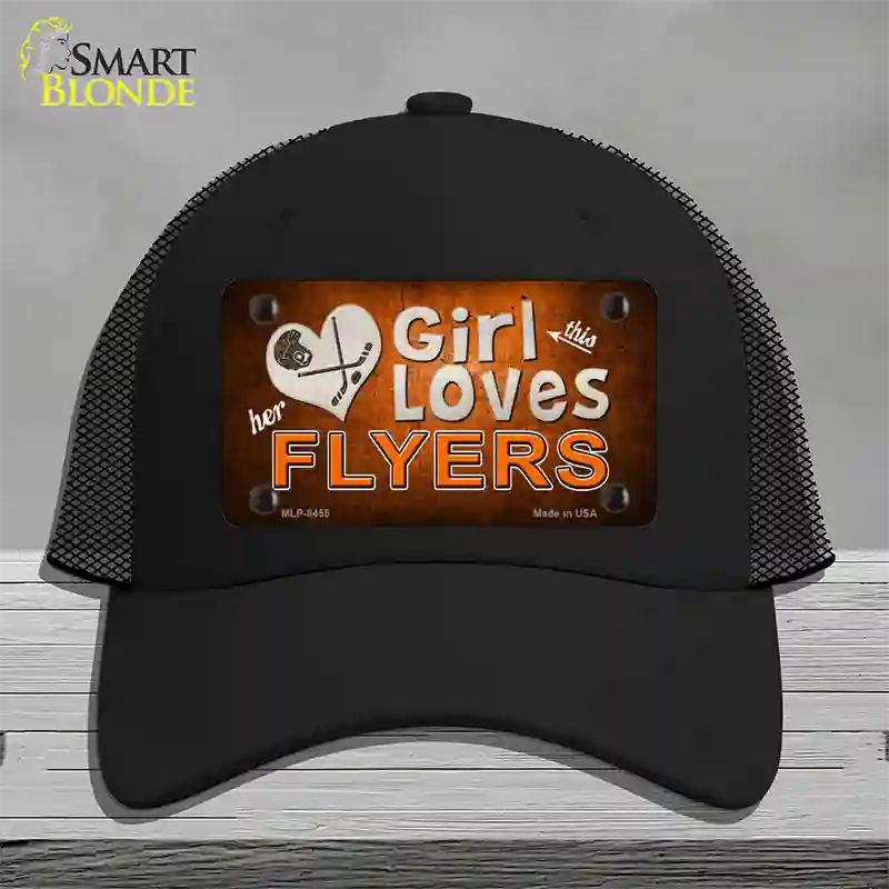 This Girl Loves Her Flyers Novelty License Plate Hat Mesh / Black