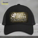 This Girl Loves Her Penguins Novelty License Plate Hat Mesh / Black