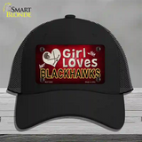 This Girl Loves Her Blackhawks Novelty License Plate Hat Mesh / Black