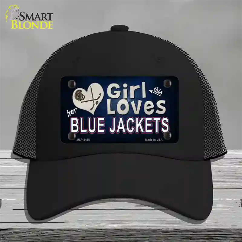 This Girl Loves Her Blue Jackets Novelty License Plate Hat Mesh / Black