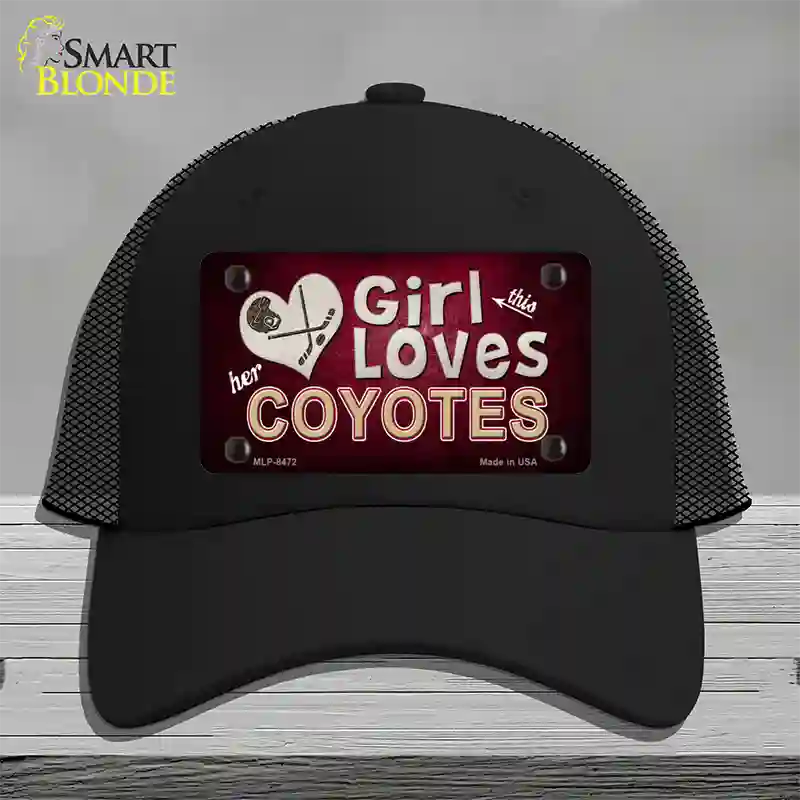 This Girl Loves Her Coyotes Novelty License Plate Hat Mesh / Black