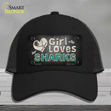 This Girl Loves Her Sharks Novelty License Plate Hat Mesh / Black