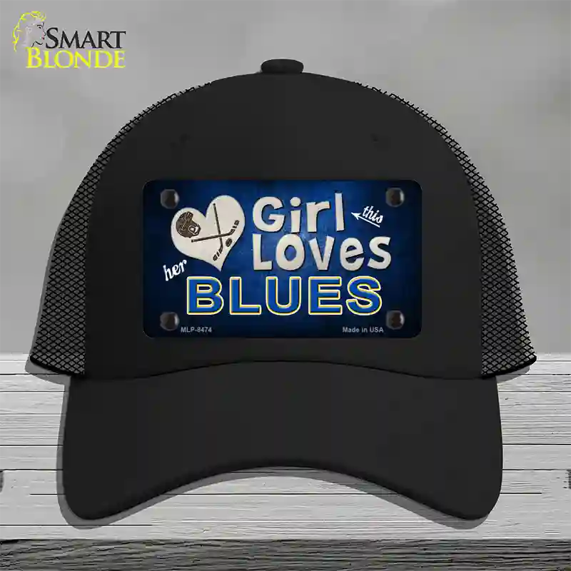 This Girl Loves Her Blues Novelty License Plate Hat Mesh / Black