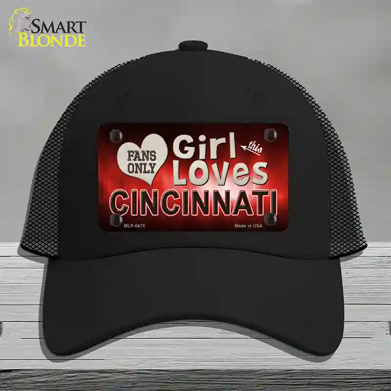 This Girl Loves Cincinnati Novelty License Plate Hat Mesh / Black