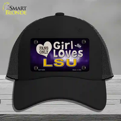 This Girl Loves LSU Novelty License Plate Hat Mesh / Black