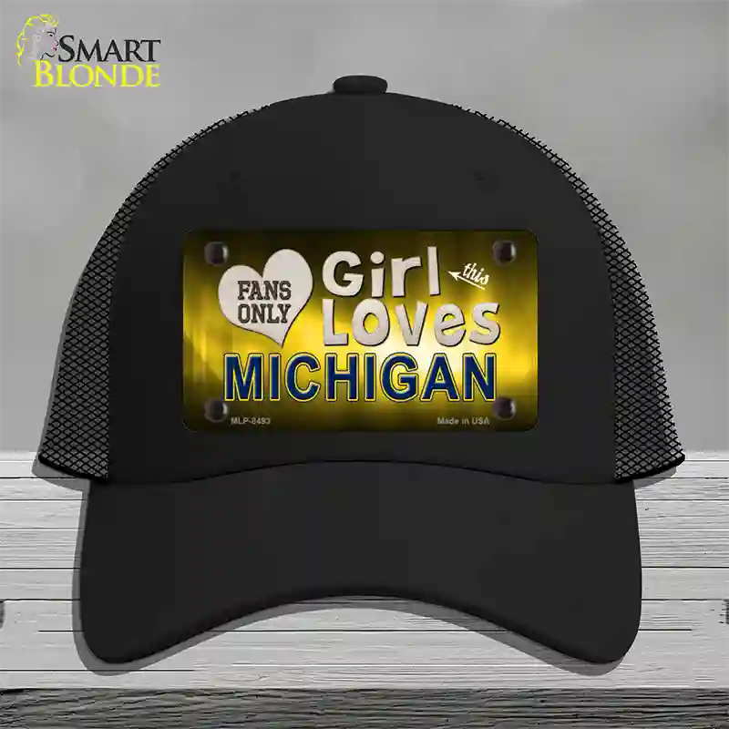 This Girl Loves Michigan Novelty License Plate Hat Mesh / Black