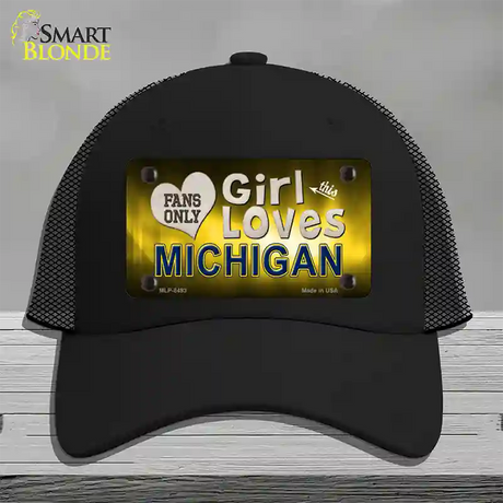 This Girl Loves Michigan Novelty License Plate Hat Mesh / Black