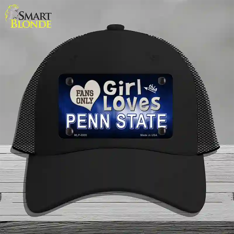 This Girl Loves Penn State Novelty License Plate Hat Mesh / Black