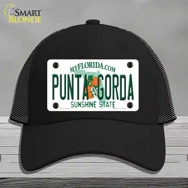 Punta Gorda Florida Novelty License Plate Hat Mesh / Black