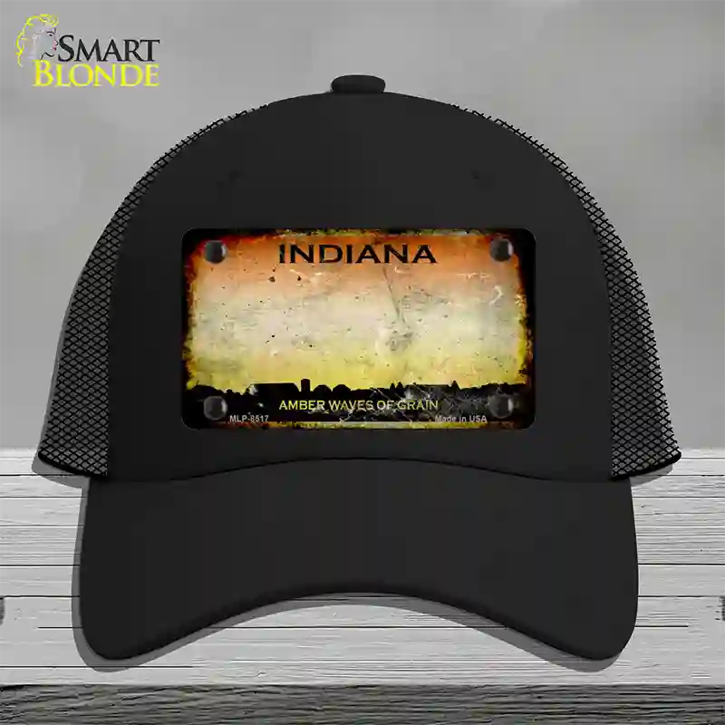 Indiana Rusty State Novelty License Plate Hat Mesh / Black