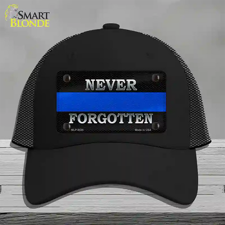 Never Forgotten Thin Blue Line Novelty License Plate Hat Mesh / Black