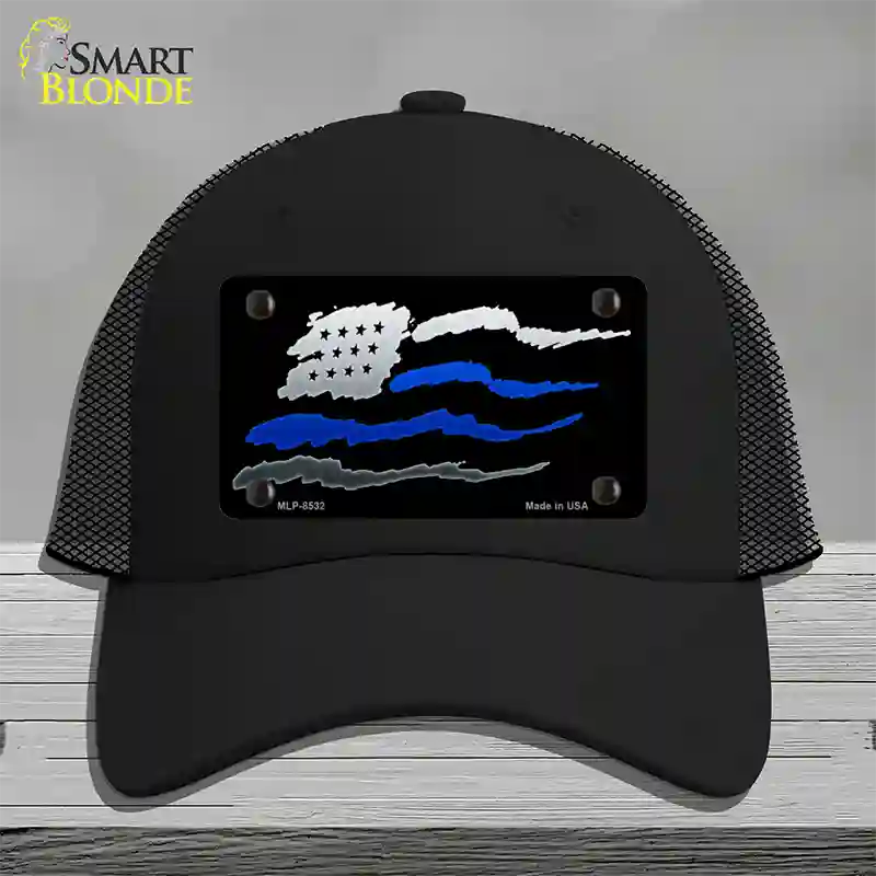 Thin Blue Line Flag Novelty License Plate Hat Mesh / Black