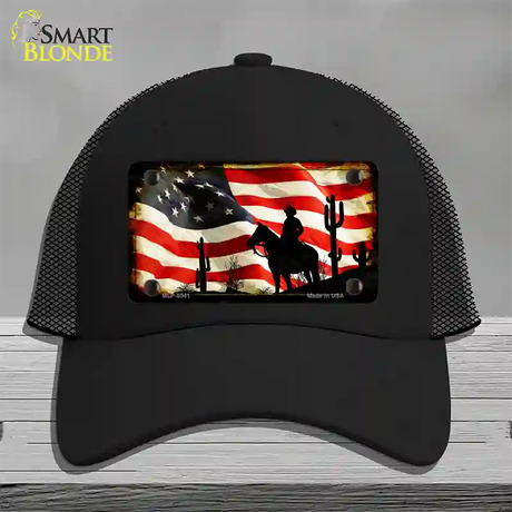 American Cowboy Novelty License Plate Hat Mesh / Black