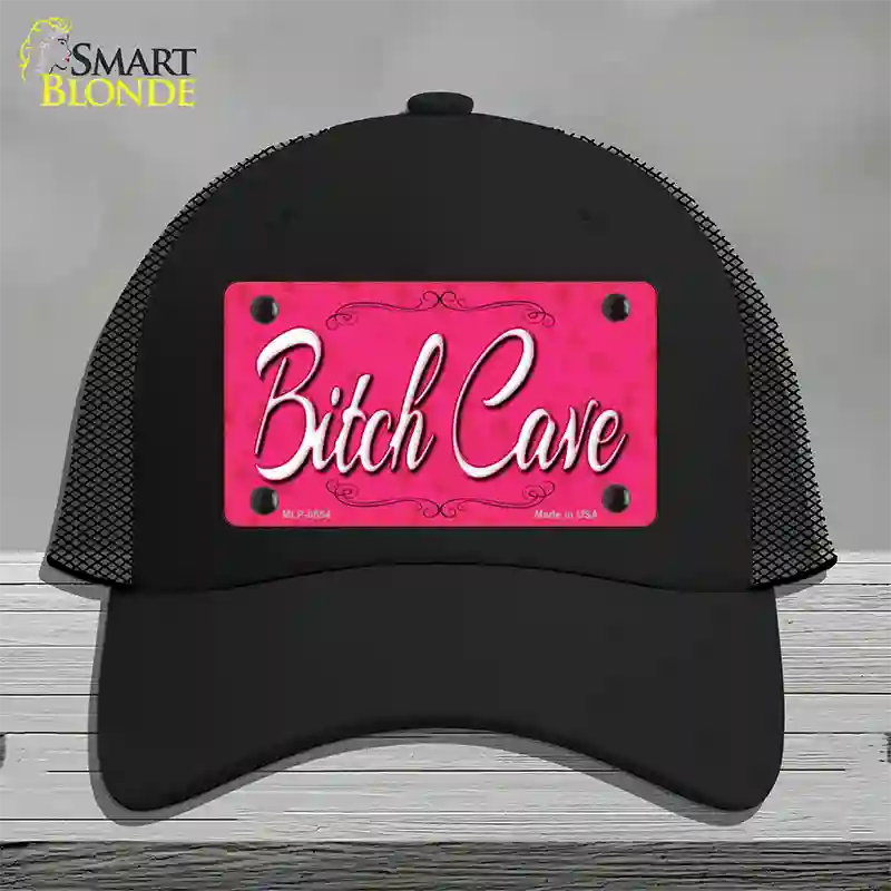 Bitch Cave Novelty License Plate Hat Mesh / Black