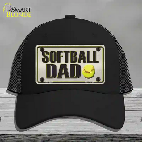 Softball Dad Novelty License Plate Hat Mesh / Black