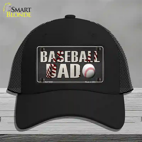 Baseball Dad Novelty License Plate Hat Mesh / Black