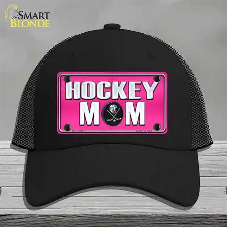 Hockey Mom Novelty License Plate Hat Mesh / Black