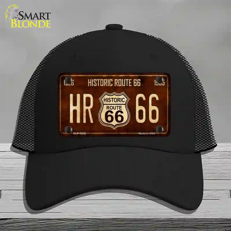 Historic Route 66 Vintage Novelty License Plate Hat Mesh / Black