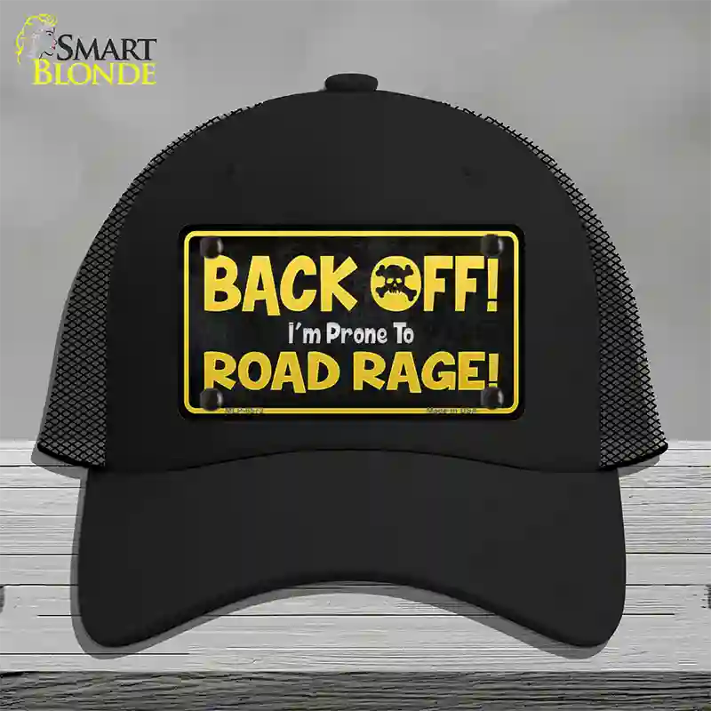 Back Off Road Rage Novelty License Plate Hat Mesh / Black