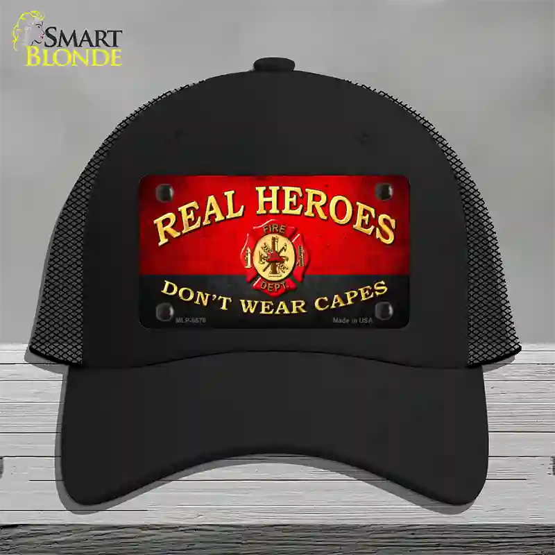 Real Heroes Red Novelty License Plate Hat Mesh / Black