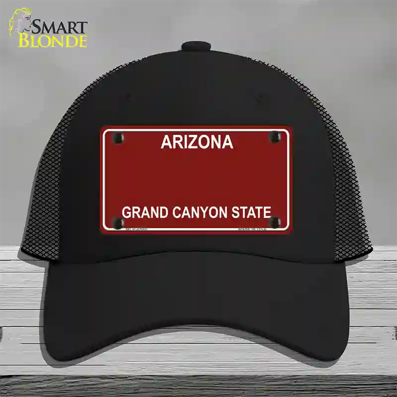 Arizona Red Novelty License Plate Hat Black Mesh