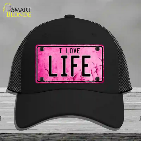 I Love Life Novelty License Plate Hat Mesh / Black