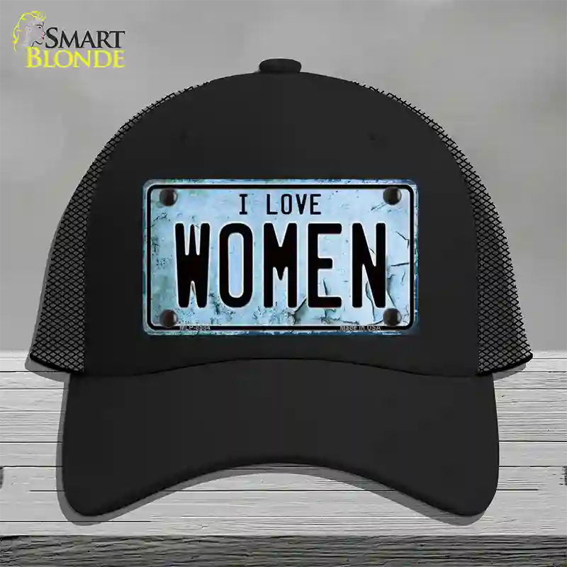 I Love Women Novelty License Plate Hat Mesh / Black