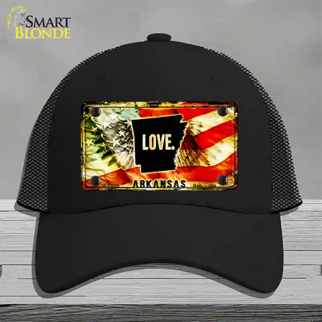 Arkansas Love Novelty License Plate Hat Mesh / Black