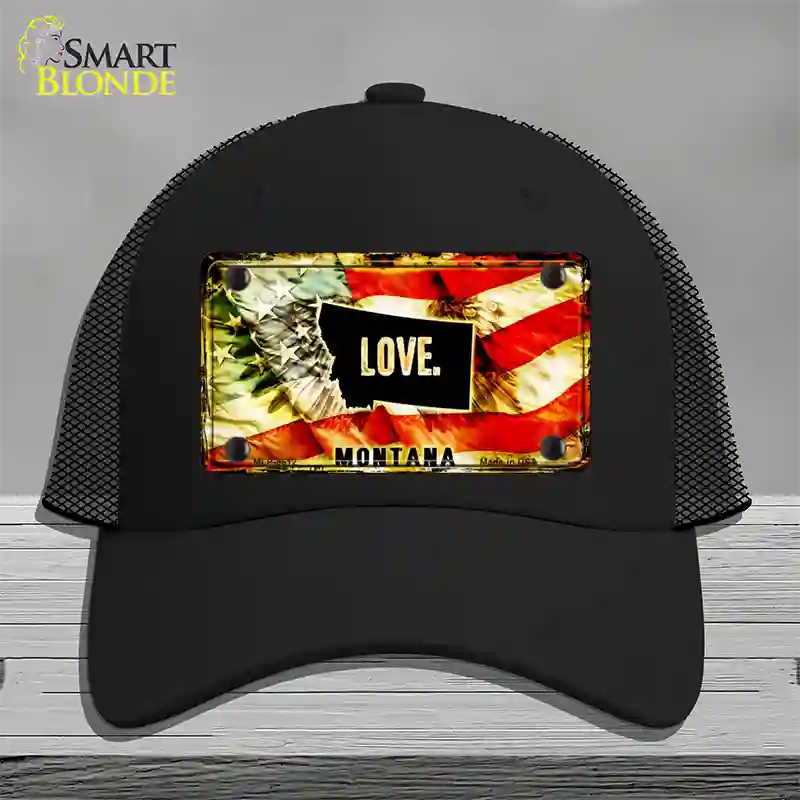 Montana Love Novelty License Plate Hat Mesh / Black