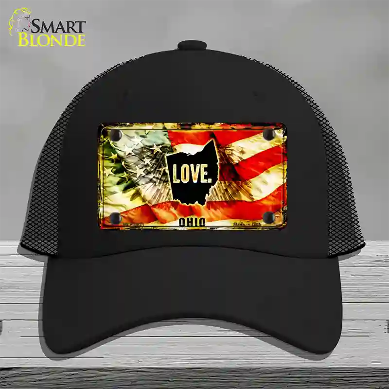 Ohio Love Novelty License Plate Hat Mesh / Black