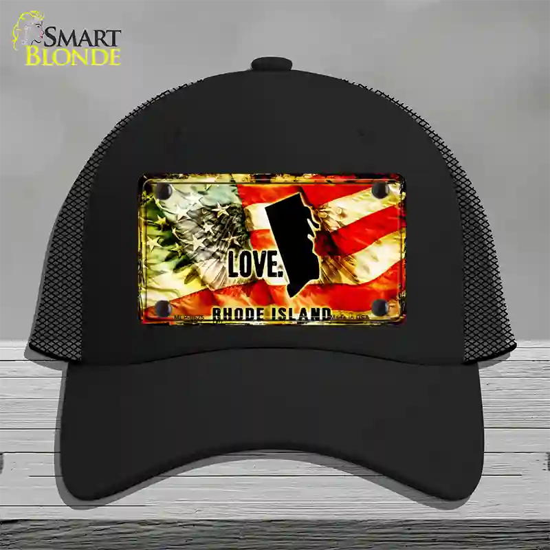 Rhode Island Love Novelty License Plate Hat Mesh / Black