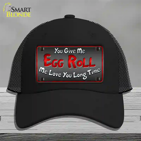 Egg Roll Novelty License Plate Hat Mesh / Black