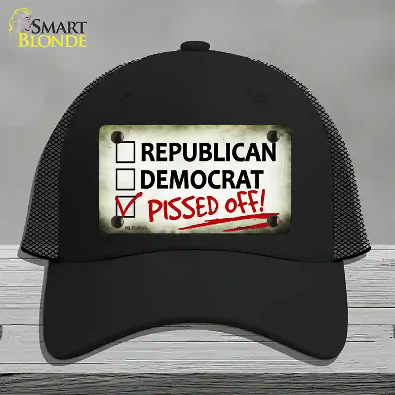 Pissed Off Novelty License Plate Hat Mesh / Black