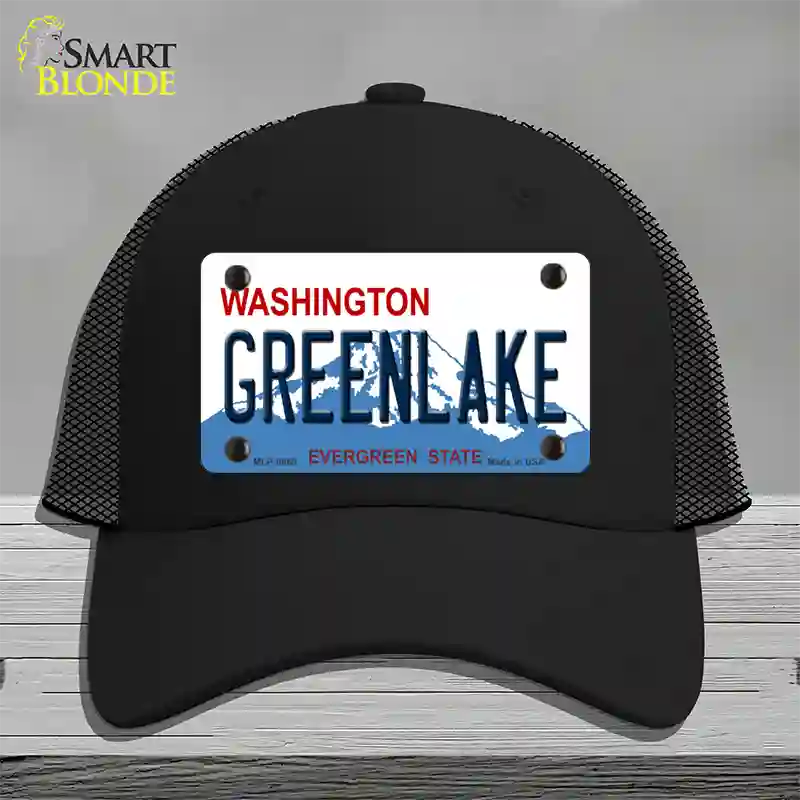 Greenlake Washington Novelty License Plate Hat Mesh / Black