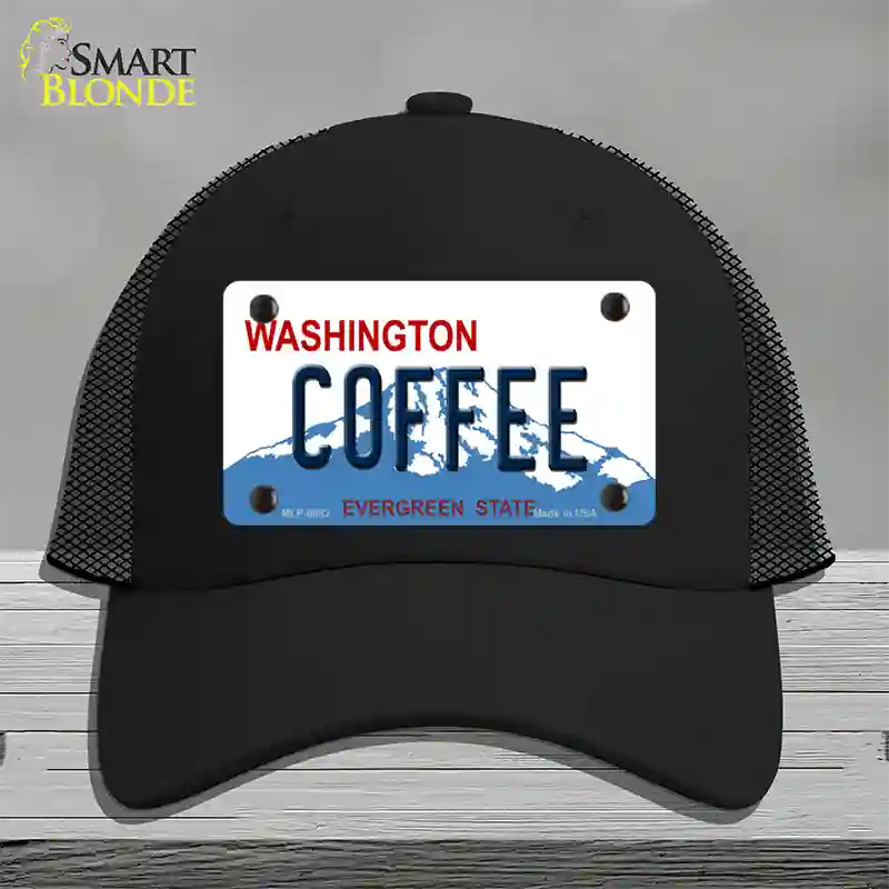 Coffee Washington Novelty License Plate Hat Mesh / Black