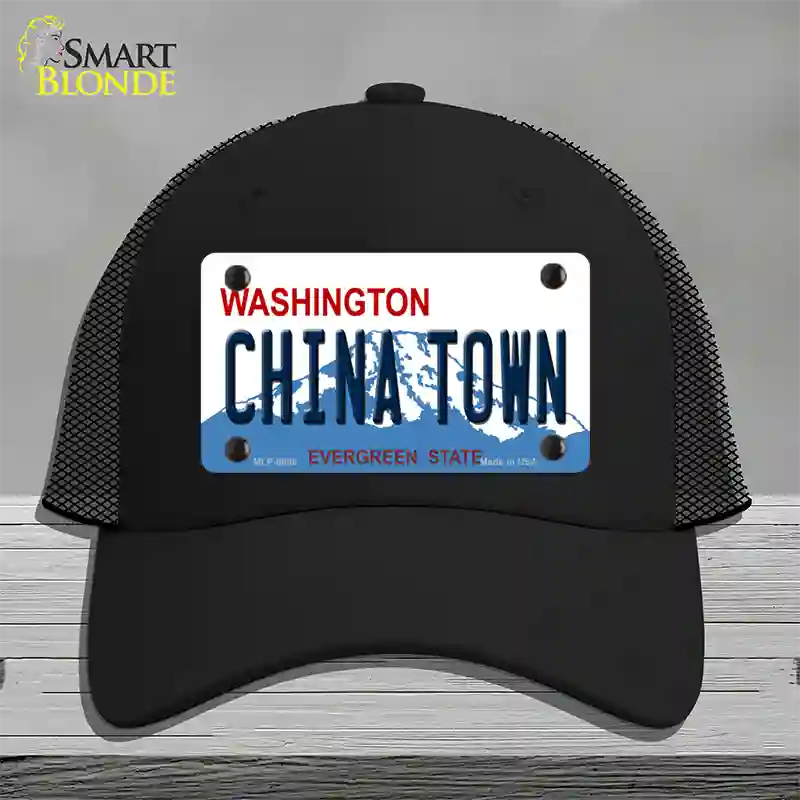 China Town Washington Novelty License Plate Hat Mesh / Black