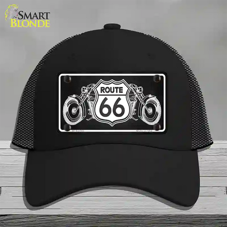 Route 66 With Bikes Novelty License Plate Hat Mesh / Black