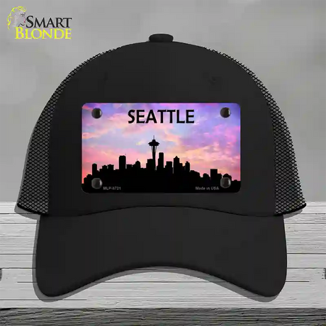 Seattle Silhouette Novelty License Plate Hat Mesh / Black