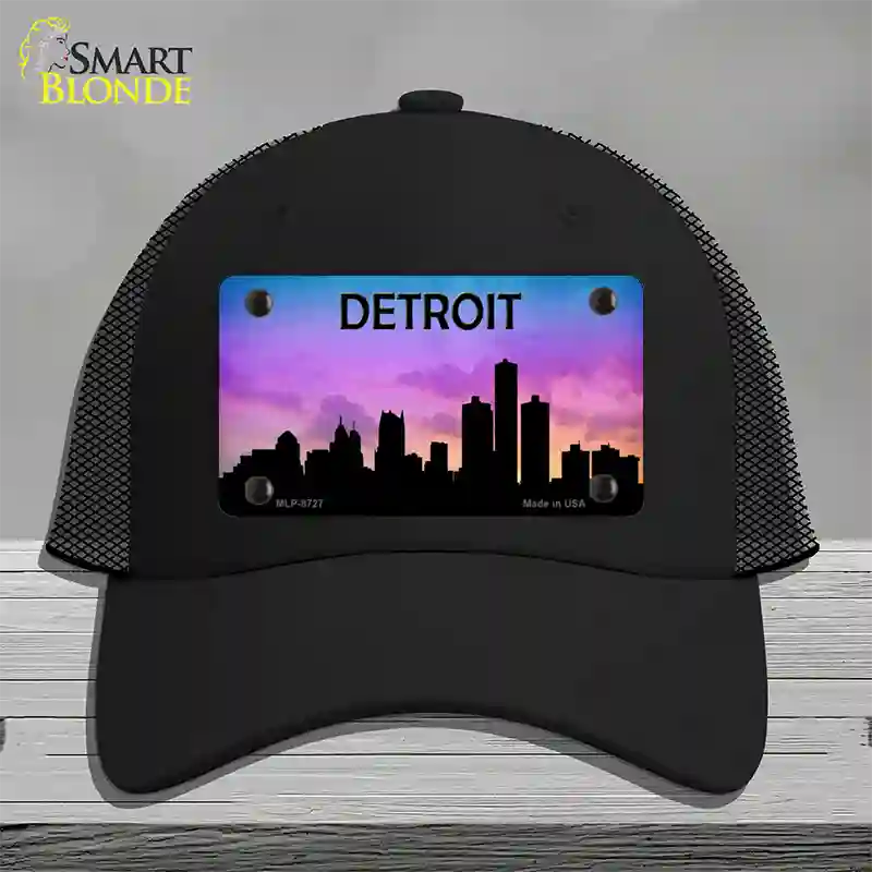 Detroit Silhouette Novelty License Plate Hat Mesh / Black