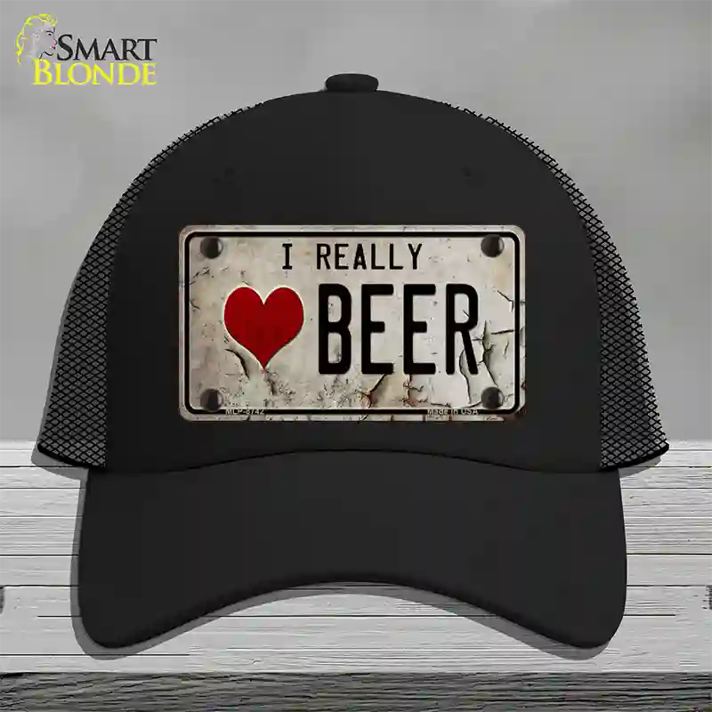 I Love Beer Novelty License Plate Hat Mesh / Black