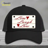 Live, Laugh, Love Novelty License Plate Hat Mesh / Black