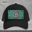 Route 66 Rusty On Wood Novelty License Plate Hat Mesh / Black