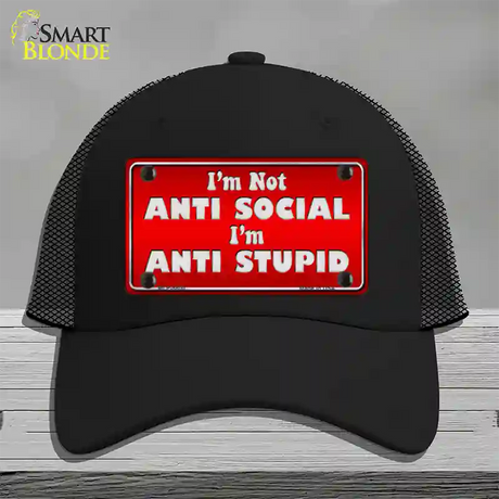 Anti Social Novelty License Plate Hat Mesh / Black