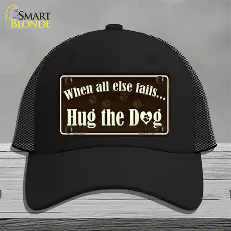 Hug The Dog Novelty License Plate Hat Mesh / Black