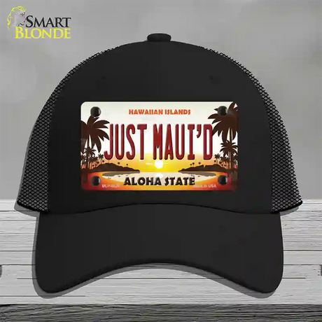 Just Mauid Sunset Novelty License Plate Hat Mesh / Black