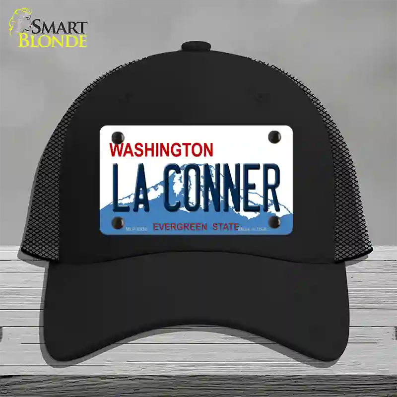 La Conner Washington Novelty License Plate Hat Mesh / Black